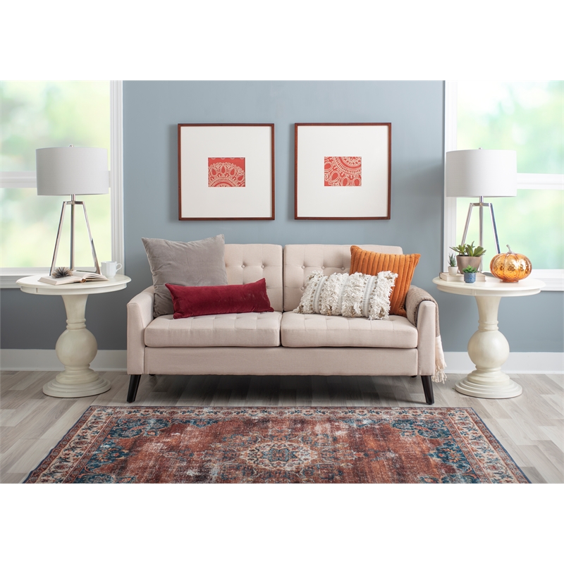 Pemberly Row Round Transitional Wood Accent Table w/ Pedestal Base in Cream