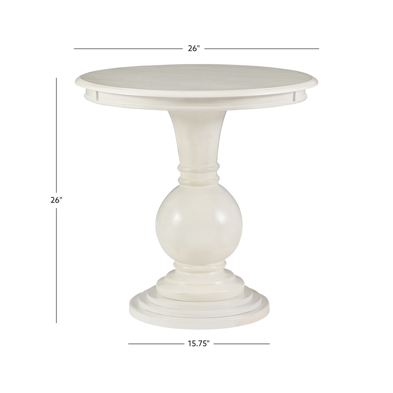 Pemberly Row Round Transitional Wood Accent Table w/ Pedestal Base in Cream