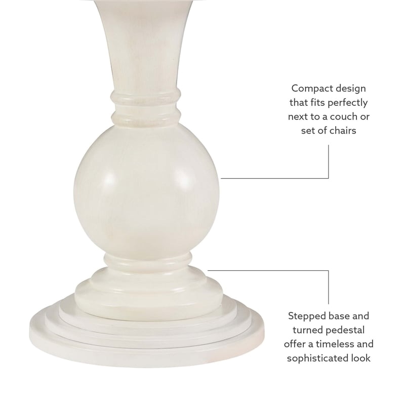 Pemberly Row Round Transitional Wood Accent Table w/ Pedestal Base in Cream