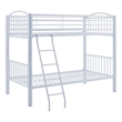 Pemberly Row Modern Metal Twin Over Twin Bunk Bed Attached Ladder in White
