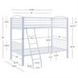 Pemberly Row Modern Metal Twin Over Twin Bunk Bed Attached Ladder in White