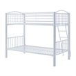 Pemberly Row Modern Metal Twin Over Twin Bunk Bed Attached Ladder in White