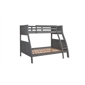 pemberly row transitional solid wood bunk bed in gray