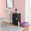 Pemberly Row Mid Century Six Drawer Wood Rolling Storage Cart in Black