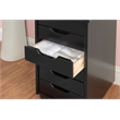 Pemberly Row Mid Century Six Drawer Wood Rolling Storage Cart in Black