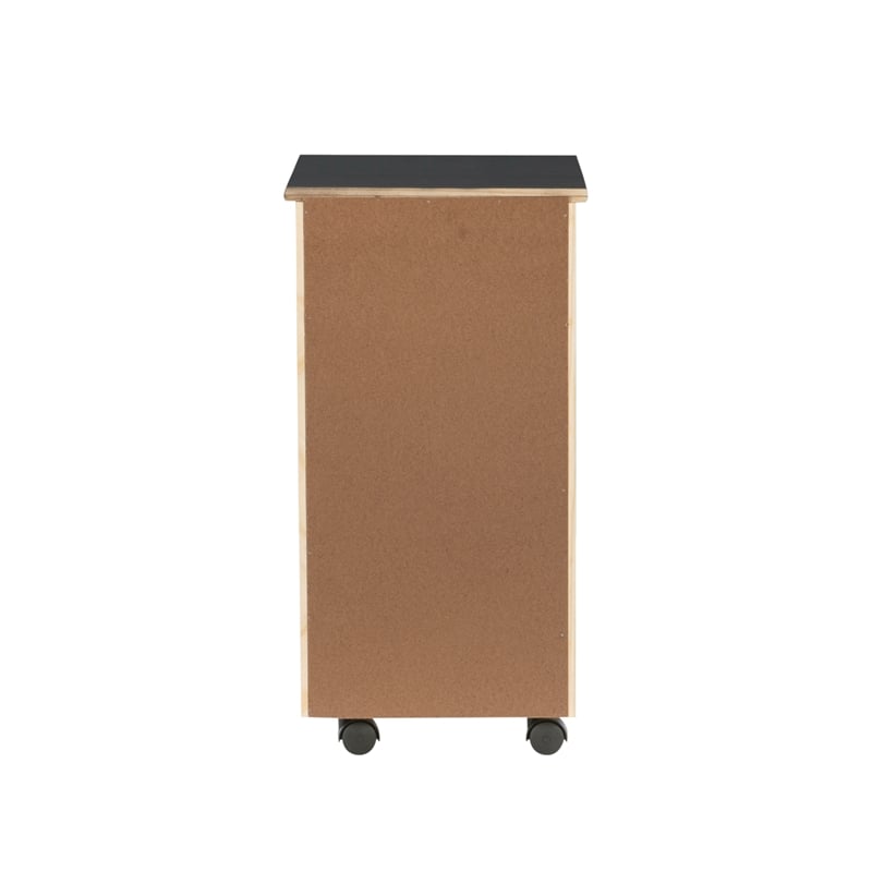 Pemberly Row Mid Century Six Drawer Wood Rolling Storage Cart in Black