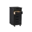Pemberly Row Mid Century Six Drawer Wood Rolling Storage Cart in Black