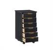 Pemberly Row Mid Century Six Drawer Wood Rolling Storage Cart in Black