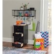 Pemberly Row Mid Century Six Drawer Wood Rolling Storage Cart in Black