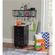 Pemberly Row Mid Century Six Drawer Wood Rolling Storage Cart in Black