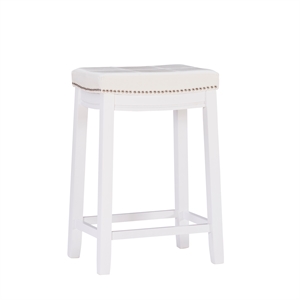 Pemberly Row Mid Century 26&quot Wood Counter Stool in White