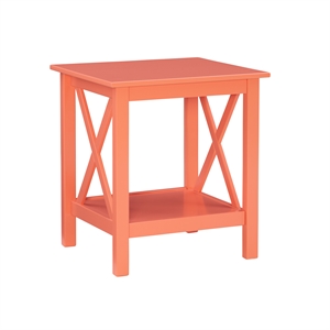 Pemberly Row Mid Century Wood End Table in Coral