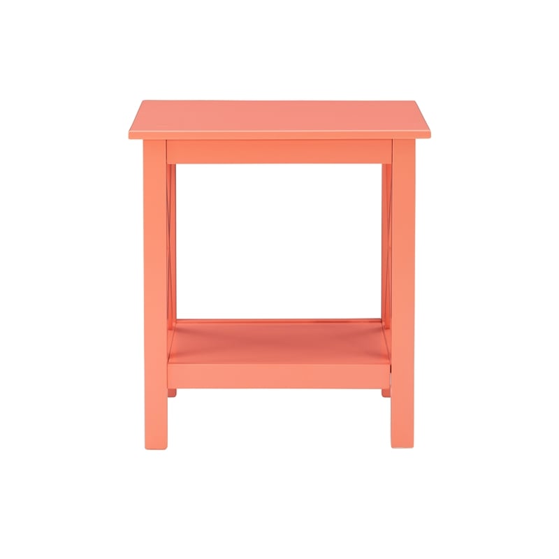 Pemberly Row Mid Century Wood End Table in Coral