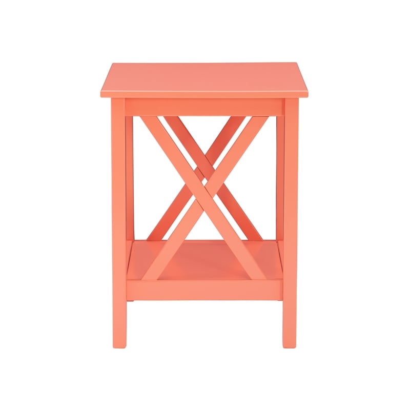 Pemberly Row Mid Century Wood End Table in Coral