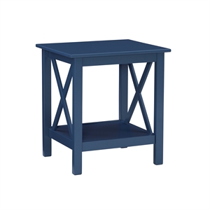 pemberly row mid century wood end table in navy blue