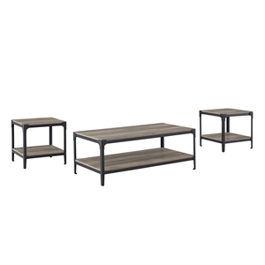pemberly row 3-piece urban industrial angle-iron accent table set in grey wash