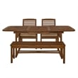Pemberly Row 4 Piece Wood Patio Dining Table Set in Dark Brown