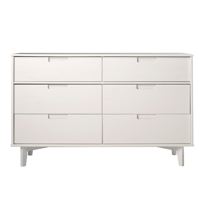 Pemberly Row 6-Drawer Groove Handle Wood Dresser in White