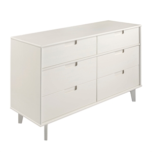 Pemberly Row 6-Drawer Groove Handle Wood Dresser in White