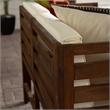 Pemberly Row Solid Wood Modular Outdoor L/R Chairs and Ottoman in Dark Brown