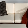 Pemberly Row Solid Wood Modular Outdoor L/R Chairs and Ottoman in Dark Brown
