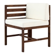 Pemberly Row Solid Wood Modular Outdoor L/R Chairs and Ottoman in Dark Brown