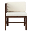 Pemberly Row Solid Wood Modular Outdoor L/R Chairs and Ottoman in Dark Brown