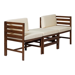 pemberly row modular outdoor acacia l/r chairs + ottoman in dark brown