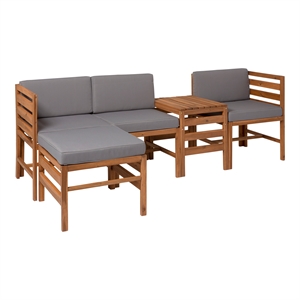 pemberly row 5-piece outdoor patio modular acacia wood set in brown