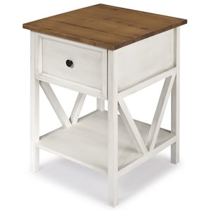 Pemberly Row 19&quot 1 Drawer Wood Side Table in Reclaimed Barnwood/ White Wash