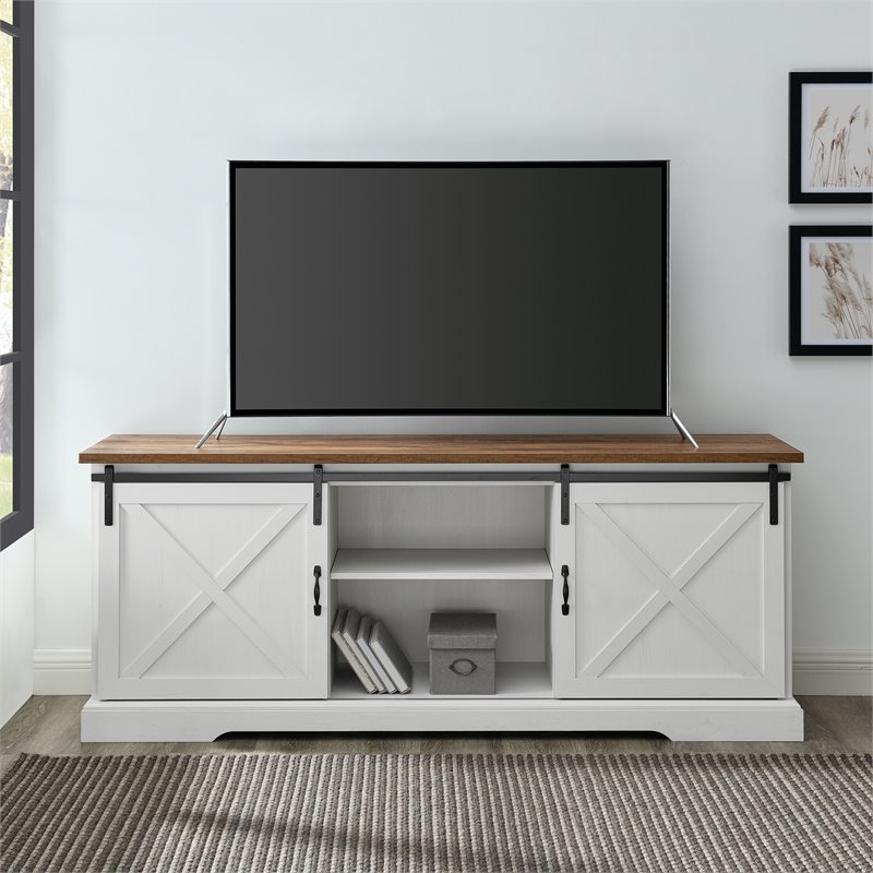 Pemberly Row Wood Sliding Barn Door TV Console for TVs up to 70