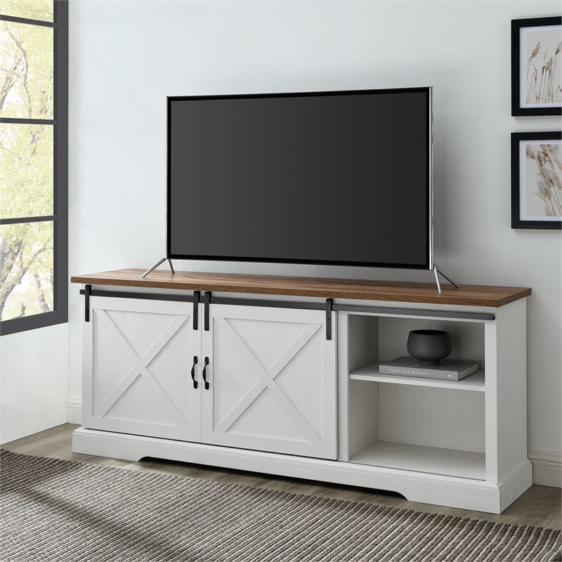 Pemberly Row Wood Sliding Barn Door TV Console for TVs up to 70