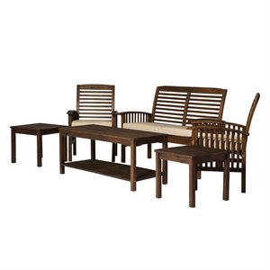pemberly row 6-piece outdoor solid acacia wood set in brown