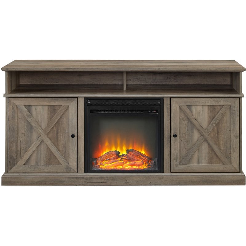 Pemberly Row Farmhouse Wood Fireplace TV Stand for TVs up to 60