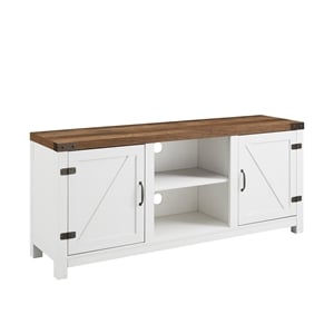 Pemberly Row Rustic Wood TV Stand for TVs up to 65&quot in Brushed White/Oak