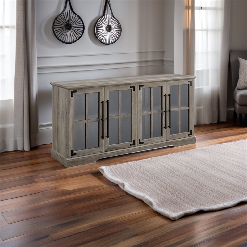 Pemberly Row Farmhouse 4 Door Wood TV Stand for TVs up to 58