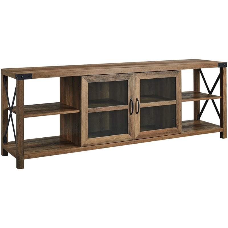 Pemberly Row Farmhouse Wood/Metal TV Stand for TVs up to 70
