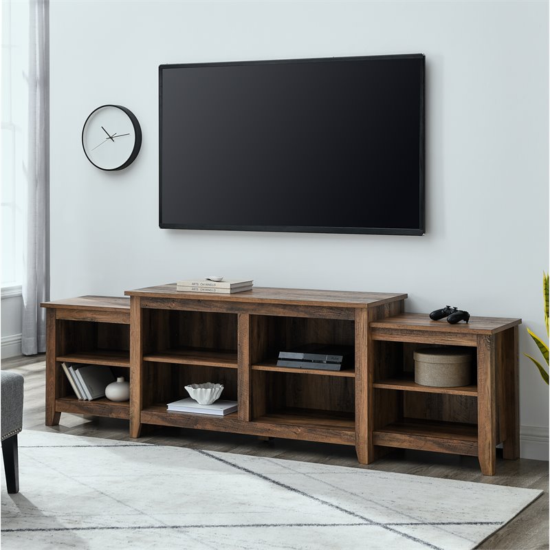 Pemberly Row Transitional Tiered Top Wood TV Stand for TVs up to 80