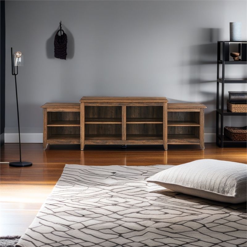 Pemberly Row Transitional Tiered Top Wood TV Stand for TVs up to 80