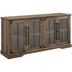 Pemberly Row Farmhouse 4 Door Wood TV Stand for TVs up to 58&quot in Rustic Oak