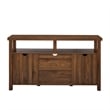 Pemberly Row Farmhouse Grooved-Door Wood TV Stand for TVs up to 65