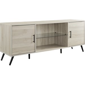 Pemberly Row 60&quot Mid Century Modern 2-Door TV Stand in Birch