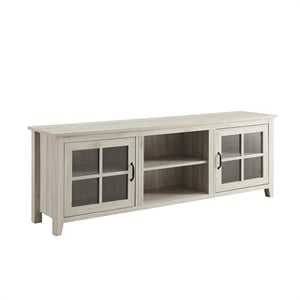 Pemberly Row 70&quot Glass Door TV Console with Adjustable Shelves in Birch