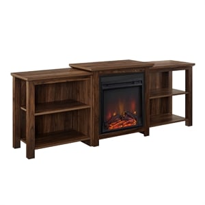 Pemberly Row Transitional Wood Fireplace TV Stand for TVs up to 70&quot in Walnut