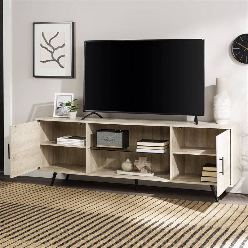Pemberly Row Modern 2-Door Wood TV Stand for TVs up to 70