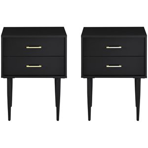 Pemberly Row 2-Piece 20&quot Two-Drawer Bedroom Nightstand in Solid Black