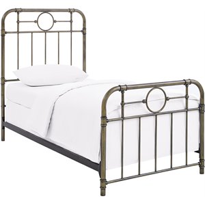 pemberly row industrial metal pipe twin bed in bronze