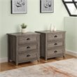 Pemberly Row 3 Drawer Framed Bedroom Nightstand Set in Gray Wash