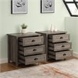 Pemberly Row 3 Drawer Framed Bedroom Nightstand Set in Gray Wash