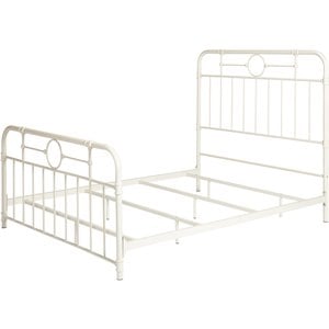 pemberly row antique metal pipe queen size bed in antique white